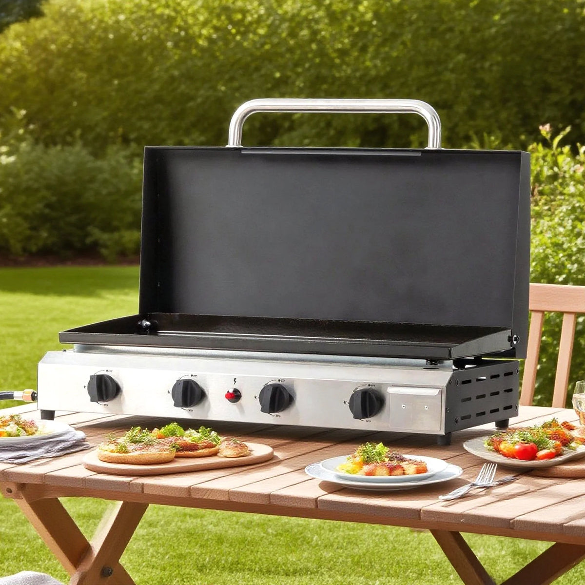 UBesGoo Propane Griddle Table Top Grill 4 Burner Camping Griddle Portable Outdoors