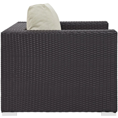Modern Contemporary Urban Design Outdoor Patio Balcony Lounge Chair, Beige, Rattan