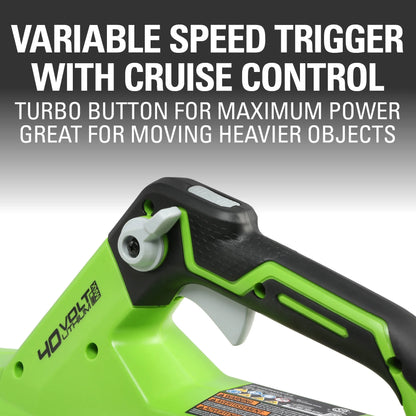 Greenworks 40V 120 Mph at 450 Cfm Axial Blower with 2.5Ah Battery & Charger 2411902