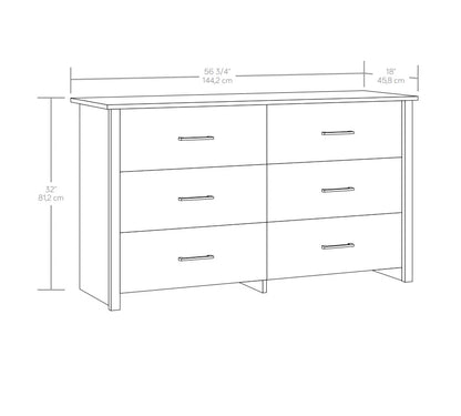 Mainstays Hillside 6-Drawer Dresser, Soft White Finish