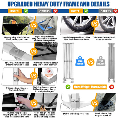 Hoteel 10x15 Heavy Duty Canopy Tent with 4 Sidewalls,Pop up Canopy for Parties Wedding,Commercial Easy up Gazebo with Roller Bag,UV 50+ &,Black