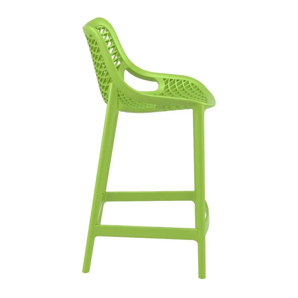 Home Square Polypropylene Patio Bar Stool in Taupe - Set of 2