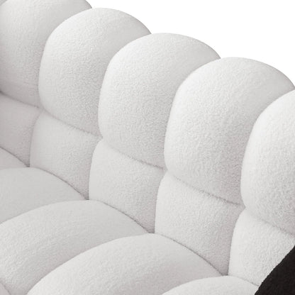 Holaki 3 Seater Sofa, 84.3" Modern Large Marshmallow Sofa with Boucle Arm, White