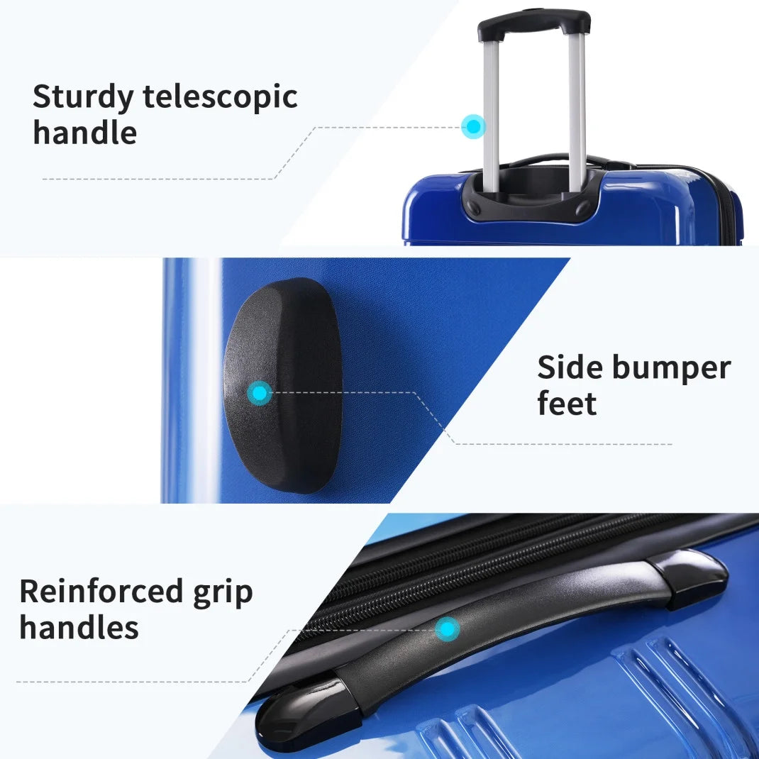 3 Piece ABS Luggage Set, Luggage with Spinner Wheel & TSA  20/24/28 inch, Purple