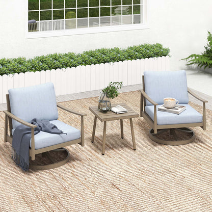 HAPPATIO Aluminum Outdoor Furniture Set - 5 Pieces Patio Furniture Set Includes 1 Side Table, 2 Swivel Chairs and 2 Ottomans with Thick Cushion, Patio Conversation Set for Backyard Poolside (Grey)