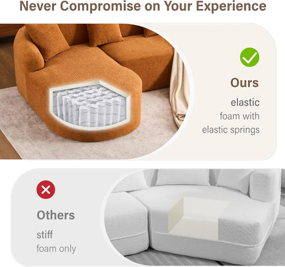 Loveseat Sectional Sofa for Living Room, 65’�?Modern Luxury Plush Chenille Extra Deep Seat Curved Cloud Floor Couch with 3 Throw Pillows for Small Spaces, No Assembly Needed, Sapphire Blue