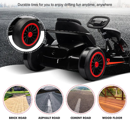 24V  Drift Kart with 2X150W Strong Motor, 7AH Big Battery, Electric Pedals, Electric Go Kart Outdoor Race Toy