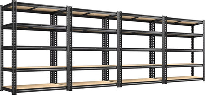 Storage Shelves 5 Tier Garage Shelving Heavy Duty Adjustable Garage Shelves, Utility Rack Shelf, Shelving Units for Storage Warehouse Pantry Closet, 35.5" W x 11.9" D x 72" H, 4 Pack