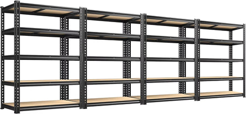 Storage Shelves 5 Tier Garage Shelving Heavy Duty Adjustable Garage Shelves, Utility Rack Shelf, Shelving Units for Storage Warehouse Pantry Closet, 35.5" W x 11.9" D x 72" H, 4 Pack
