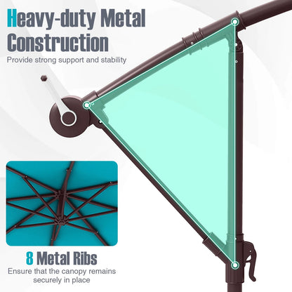 Costway 98.40" Navy Cantilever Patio Umbrella, Base-Included