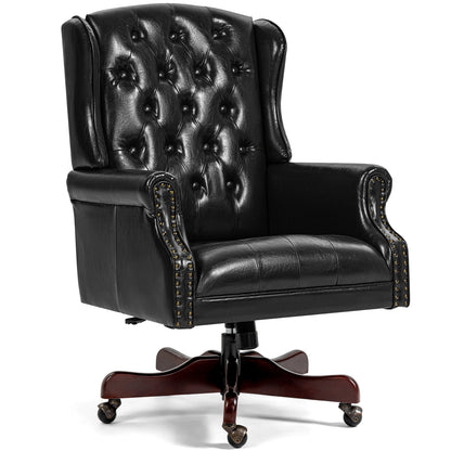 Homhum Classic Boss Office Chair, High Back Faux Leather Swivel Desk Chair, Adult, Brown