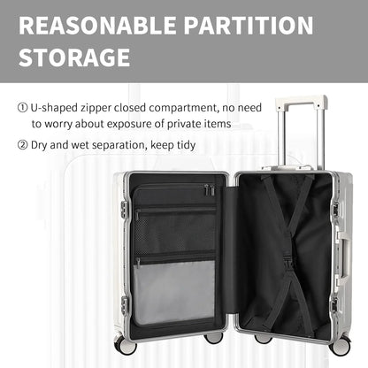 Carry-On Luggage with USB Charging Port, Front Compartment, TSA Lock, Airline Approved Carry On Hardside Suitcase with Spinner Wheels (Grey, 20inch)