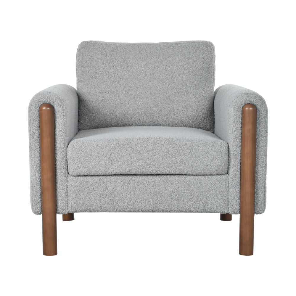 Oversized Accent Chair, Upholstered Living Room Chairs Single Sofa Chair with Walnut Legs, Curved handrail, Green