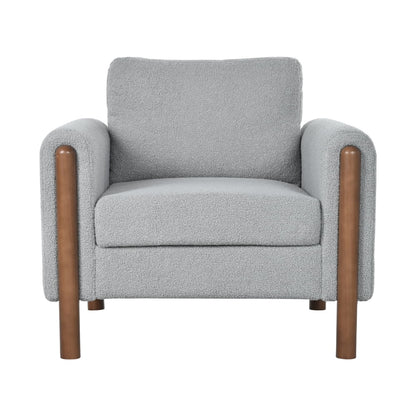 Oversized Accent Chair, Upholstered Living Room Chairs Single Sofa Chair with Walnut Legs, Curved handrail, Green