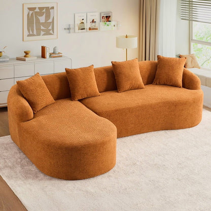 Timbernest 99" Modular Sectional Sofa with Pillows, Chenille L Shaped 3-Seater Couch with Deep Seat, White