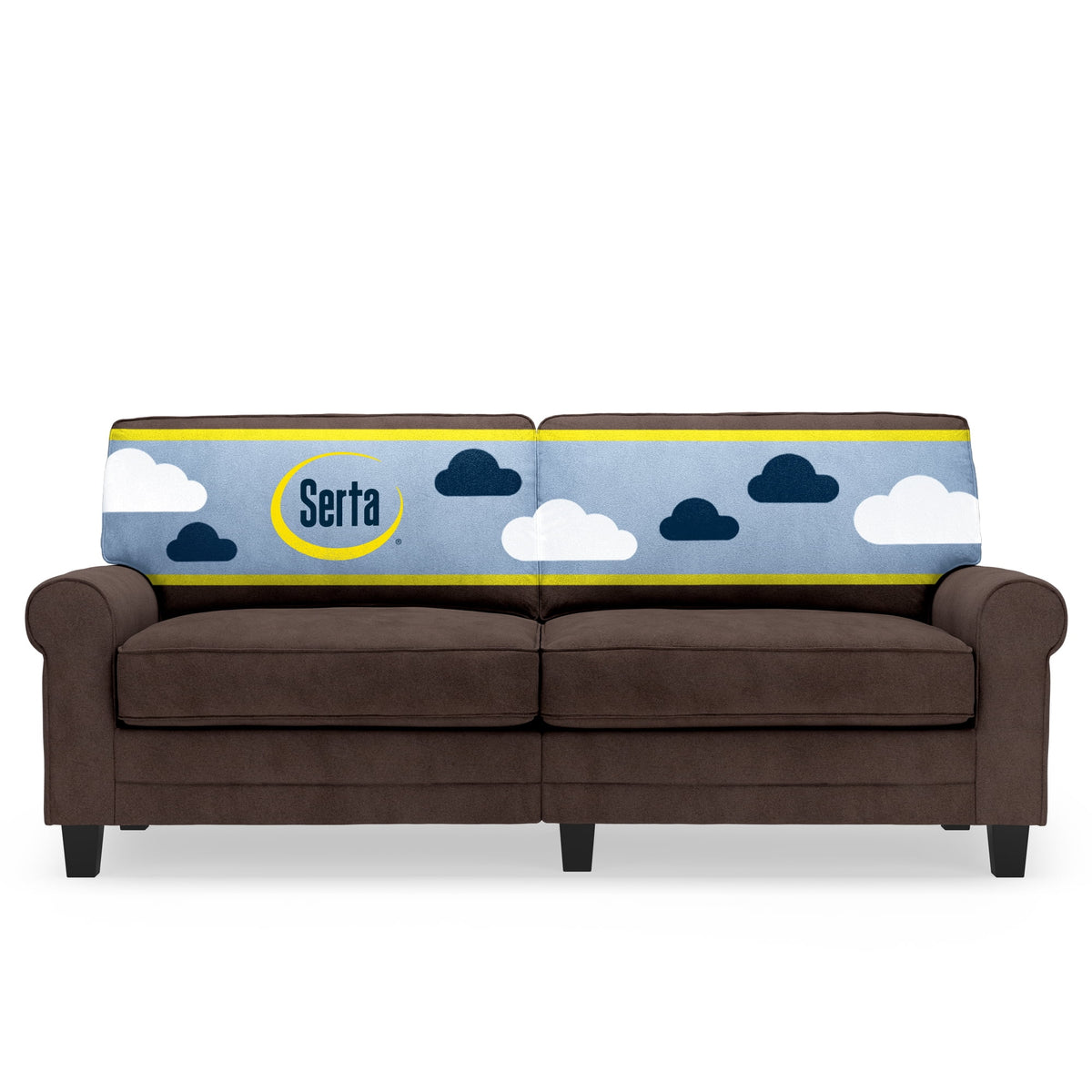 Serta Copenhagen 78" Rolled Arm Sofa with Removable Covers Dark Brown