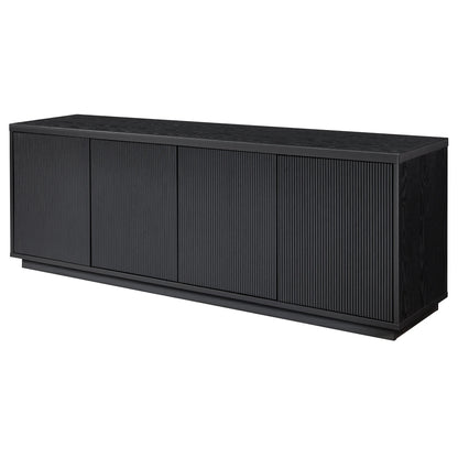Evelyn&Zoe Hanson Rectangular TV Stand for TV's up to 75", Black Grain