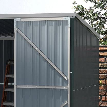 Outsunny 4.6' x 9' Metal Outdoor Storage Shed, Garden Utility Tool House with Double Lockable Doors for Backyard, Patio, Lawn, Garage, White