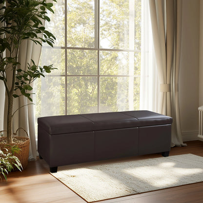 BELLEZE Storage Ottoman Bench Footstool - Amherst (Beige)