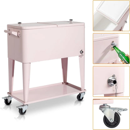 HEYWU 80 Quart Ice Chest Water Cooler with Bottle Opener, Milk White