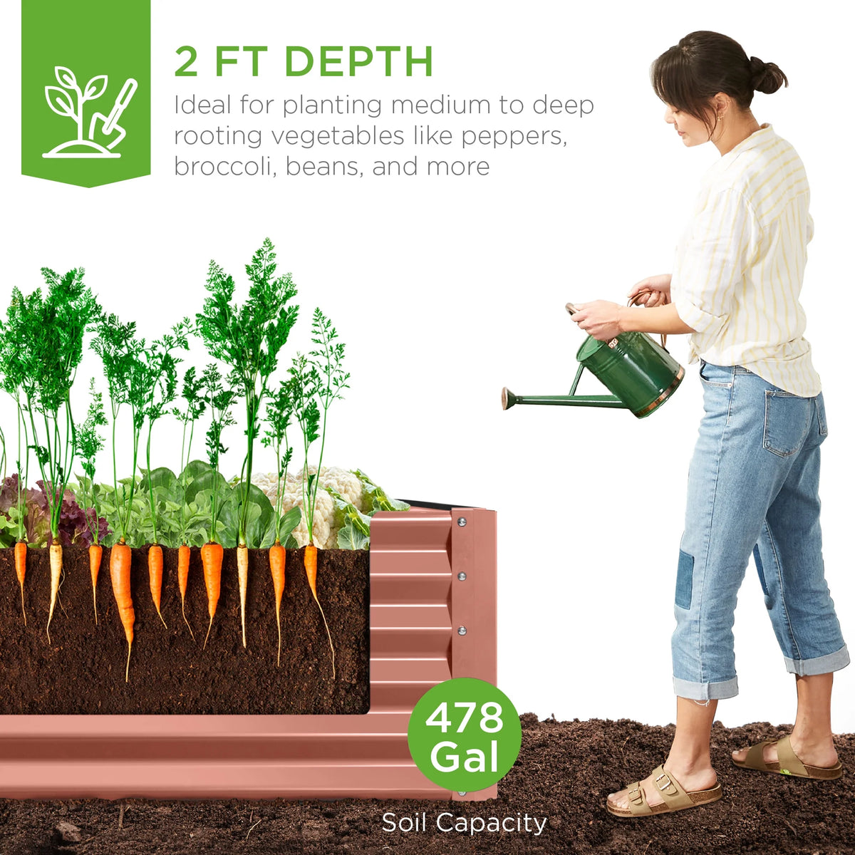 Best Choice Products 8x4x2ft Outdoor Metal Raised Garden Bed, Planter Box for Vegetables, Flowers, Herbs - Gray