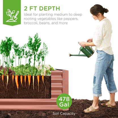 Best Choice Products 8x4x2ft Outdoor Metal Raised Garden Bed, Planter Box for Vegetables, Flowers, Herbs - Gray