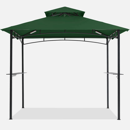 MASTERCANOPY 8' x 5' Grill Gazebo Outdoor BBQ Gazebo Canopy with LED Lights for Patio, Brown