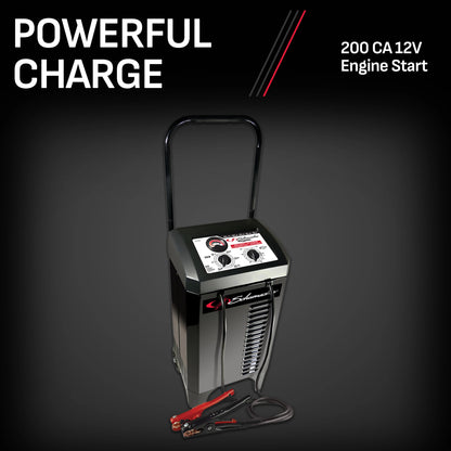 Schumacher Electric Wheeled Manual 10A Car Battery Charger and 200A Engine Starter, 40A Boost, 6V/12V Sport, Auto, and Marine Batteries, SC1446