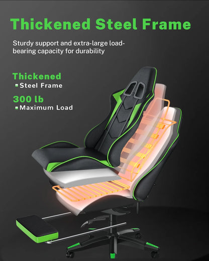 Bigzzia Gaming Chair with Footrest, Gaming Chair for Adult with Headrest and Lumbar Support,Red