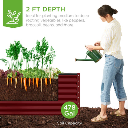 Best Choice Products 8x4x2ft Outdoor Metal Raised Garden Bed, Planter Box for Vegetables, Flowers, Herbs - Gray
