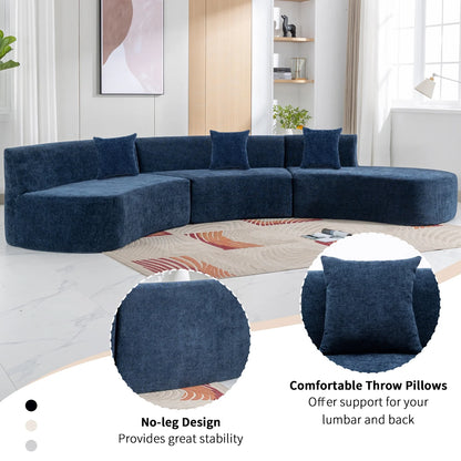 Harper & Bright Designs Modern Curved Floor Sofa Set, Modular Sectional Sponge Couch for Living Room, 2 PC Free Combination No Assembly Foam-Filled Sofa, Beige