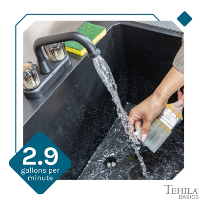 Tehila Freestanding Black Utility Sink with Black Faucet for Laundry Room