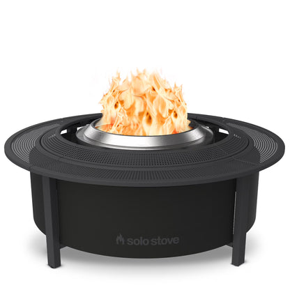 Solo Stove Fire Pit Surround Tabletop, Small | Elevation for Ranger and Bonfire Wood burning Outdoor Fire Pit, Powder-Coated Steel/ UV-Resistant Outdoor Fabric, Dimensions (HxDia): 20 x 42 in, Black