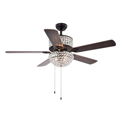 Laure Crystal 6-light Crystal 5-blade 52-inch Ceiling Fan (Optional Remote)