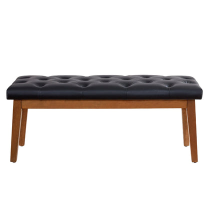 HUIMO Button-Tufted Bench for End of Bed, Entryway Bench with Upholstered Linen Fabric, Ottoman Bench for Living Room,Dining Bench for Kitchen(Beige)