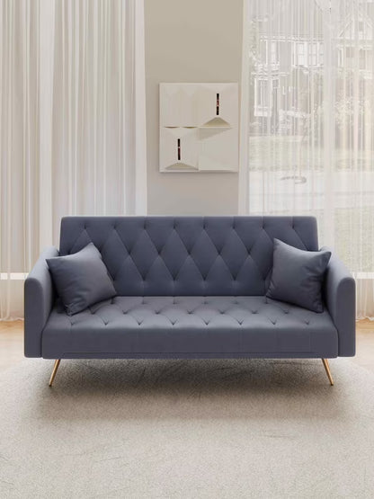 FFH Modern Corduroy Futon Sofa Bed with Adjustable Backrest,Convertible Loveseat Sleeper,Soft Couch with Drop-Down Table and Cup Holder for Living room,Pink