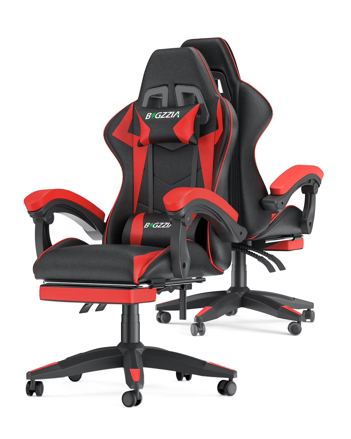 Bigzzia Gaming Chair with Footrest, Gaming Chair for Adult with Headrest and Lumbar Support,Red