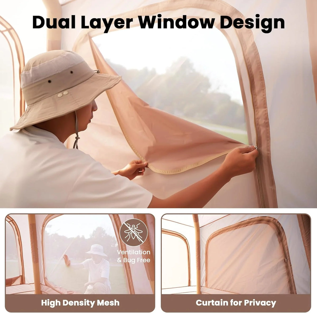 NAIZEA Inflatable Tents for Camping, Blow Up Tent with Hand Pump, Easy Setup Inflatable Hot Tent with Stove Jack, Waterproof Oxford Air Glamping Tents for Camping Adult 4-6 Person