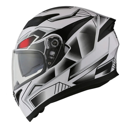 1Storm Motorcycle Modular Full Face Flip up Dual Visor Helmet + Spoiler + Motorcycle Bluetooth Headset: HJK316 Mechanic Red