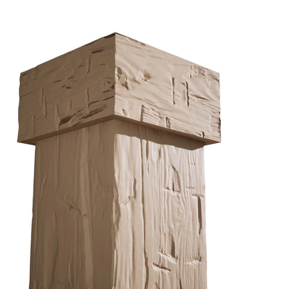 Ekena Millwork 18"W x 5'H Hand Hewn Endurathane Faux Wood Non-Tapered Square Column Wrap with Standard Capital & Base