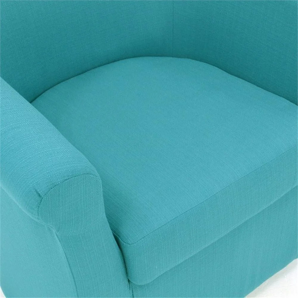 Fox Hill Trading Marlee Polyester Fabric Swivel Club Chair in Carribean Blue
