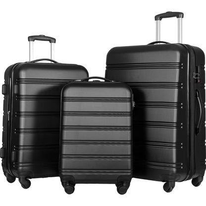 3 Piece ABS Luggage Set, Luggage with Spinner Wheel & TSA  20/24/28 inch, Purple