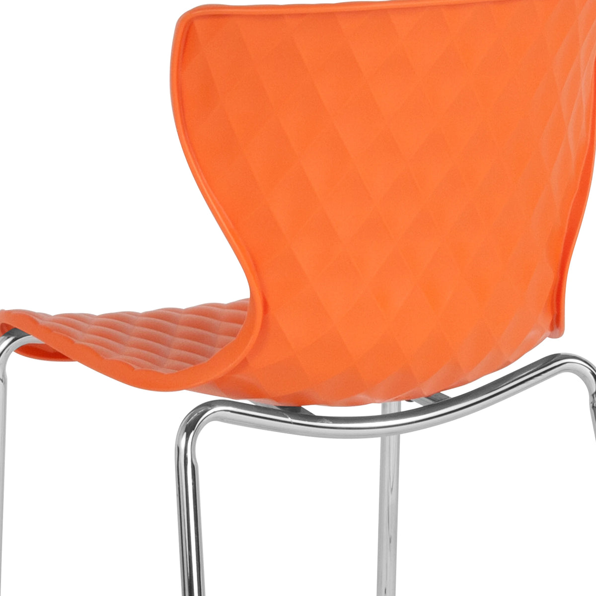 BizChair 4 Pack Contemporary Design Orange Plastic Stack Chair