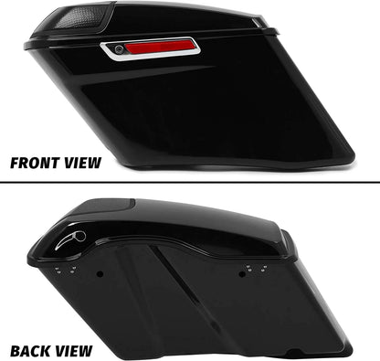Kojem Hard Saddle Bags for 1993 - 2013 Harley Road King Glide Vivid Black Lockable Saddlebags