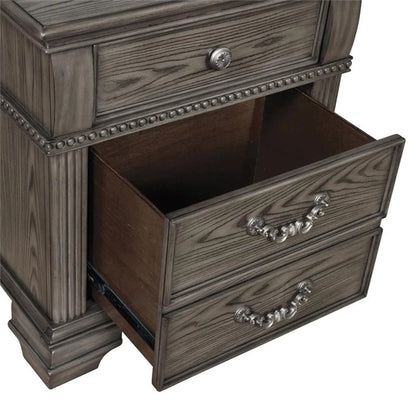 FOA Charo 6pc Gray Wood Bedroom Set-King Nightstands??����?��?