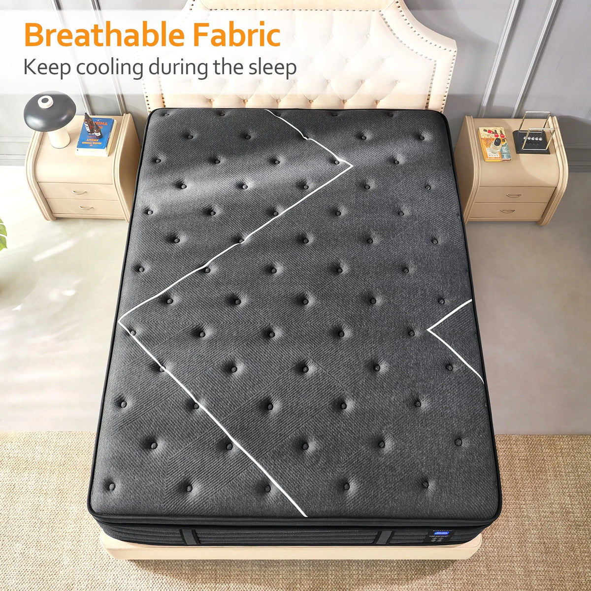 Extra Firm Twin Mattress, 14 Inch Twin Size Mattress, Hybrid Mattress in a Box with Foam Encased Edge Line, Firm Edge Support, Cooling Sleep & Pressure Relief, with Motion Isolation