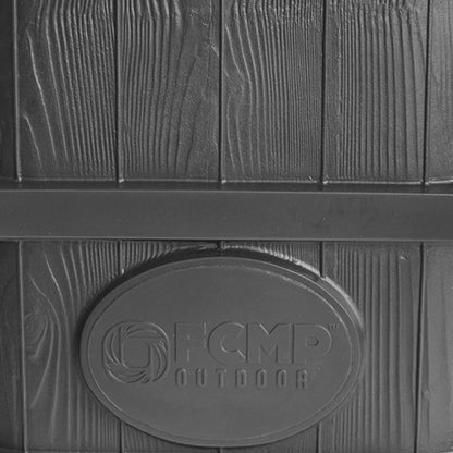 FCMP Outdoor WG4000-GRY Home Outdoor Wood Grain Rain Water Catcher Barrel