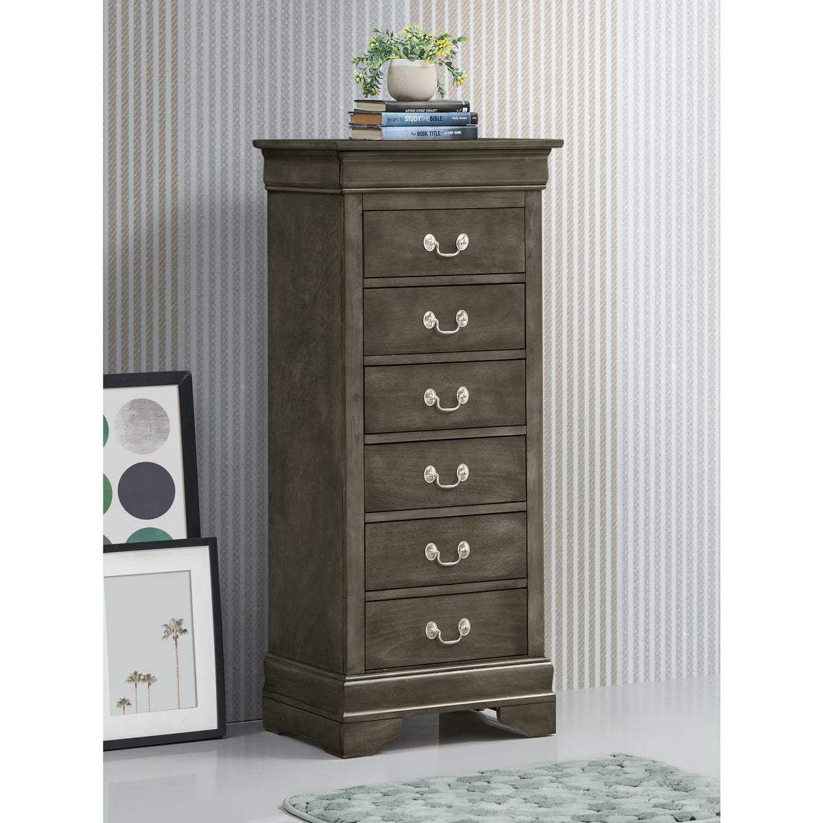 Glory Furniture Louis Phillipe 7 Drawer Lingerie Chest in Cherry