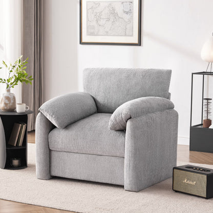 Chenille Oversized Armchair, 38.6" Wide Accent Chairs for Living Room & Bedroom Modern Lounge Chair, Upholstered Mid-Century Reading Chair, Comfy Living Room Chair, Single Sofa Chair, Beige