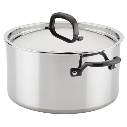 KitchenAid 5-Ply Clad 10 Pcs Stainless Steel Cookware Induction Pots and Pans Set, Dishwasher Safe, Metal Utensil, Broiler and Oven Safe to 500��F, Polished Stainless Steel